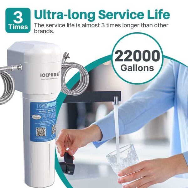 ICEPURE Under Sink Water Filter System, 3 Years or 22000 Gallons Ultra High Life NSF/ANSI 42 Certified, Removes Heavy Metals,Chlorine,Direct Connect Under Counter Drinking Water System, USA Tech - Image 4