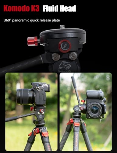 IFOOTAGE Gazelle TC3B+Komodo K3 Carbon Camera Tripod with Fluid Head,Portable Travel Tripod,for Professional Photography, Content Creation, Vlogging and Video Production - Image 4