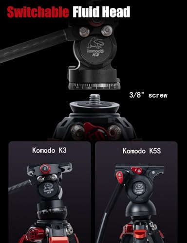 IFOOTAGE Gazelle TC3B+Komodo K3 Carbon Camera Tripod with Fluid Head,Portable Travel Tripod,for Professional Photography, Content Creation, Vlogging and Video Production - Image 5