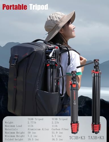 IFOOTAGE Gazelle TC3B+Komodo K3 Carbon Camera Tripod with Fluid Head,Portable Travel Tripod,for Professional Photography, Content Creation, Vlogging and Video Production - Image 6