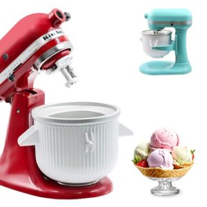 Ice-Cream-Maker-Attachment for Kitchen Aid, 2Qt IceCream Bowl Compatible with 4.5/5Qt and 6Qt KitchenAid Stand Mixers, Frozen Yogurt Ice Cream & Sorbet Gelato Maker, Not Fit Artisan Mini 3.5Qt Mixer