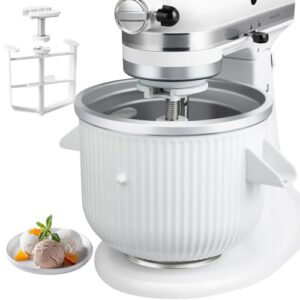 Ice Cream Maker Attachment for KitchenAid Stand Mixer, 2 Quart Frozen Yogurt Ice Cream & Sorbet Gelato Maker Bowl Fits for 4.5 Qt and Larger Stand Mixers, Not for Artisan Mini 3.5Qt Mixer