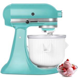 Ice Cream Maker Attachment for KitchenAid Stand Mixer, Kithcen aid Ice Cream Maker Attachment – Compatible with 4.5 QT and Larger Stand Mixers, 2-Quart Frozen Ice Cream Bowl for Homemade Frozen Treats