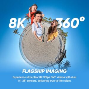 Insta360 X5 – Waterproof 8K 360° Action Camera, Leading Low Light, Invisible Selfie Stick Effect, Rugged and Replaceable Lens, 3-Hour Battery, Built-in Wind Guard, Stabilization, Triple AI Chip Design