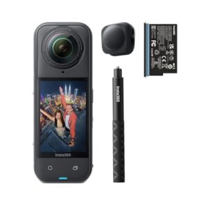 Insta360 X5 Starter Bundle – Waterproof 8K 360° Action Camera, Leading Low Light, Invisible Selfie Stick Effect, Rugged & Replaceable Lens, 3-Hour Battery, Clear Audio, Stabilization