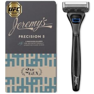 Jeremy’s Razors for Men: Precision 5 Blade Razor – Stainless Blades, Lubricating Strip, Precision Trimmer – Men’s Shaving Essentials Kit, Travel Shaver Face Body Head Shavers (1 Razor 1 Cartridge)