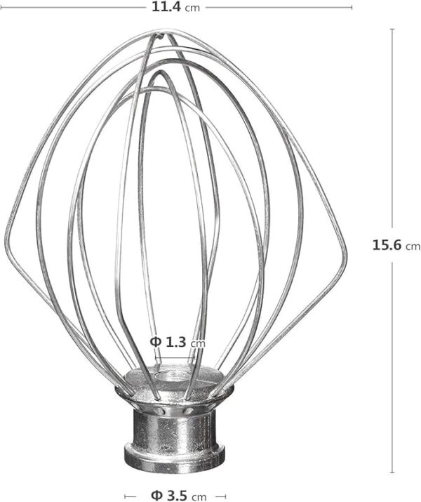 K45WW Wire Whip Attachment for Tilt-Head Stand Mixer for KitchenAid Stainless Steel Egg Cream Stirrer, Flour Cake Balloon Whisk - Image 3