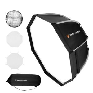 K&F Concept 35”/90cm Octagonal Softbox, Quick Release Bowens Mount Softbox with Honeycomb Grid, Light Diffusers, Carrying Bag, for Photography Studio Speedlite Flash and Monolight