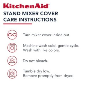 KITCHENAID Fitted Tilt-Head Solid Stand Mixer Cover with Storage Pocket, Quilted 100% Cotton, Matte Black, 14.4″x18″x10″, NEW AND IMPROVED FIT
