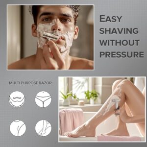 KOBAYA Men’s Double Edge Safety Razor, Metal Shaving Razor with 5 Stainless Blades, 360° Smooth Shave, Adjustable Sensitive Skin Setting,Eco-Friendly,Close Shaving-Silver