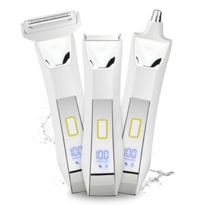 Karrte Women’s Razors for Shaving Pubic Hair, 3-in-1 Wet & Dry Bikini Trimmer for Women’s Private Area, Replaceable Ceramic Blade Head Electric Shaver with Travel Lock