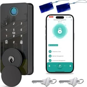 Keyless Entry Door Lock, Biquole Smart Lock with Keypad, Auto & One Touch Lock, Smart Locks for Front Door Easy Installation, App Control, Anti-Peeking Password, Fingerprint