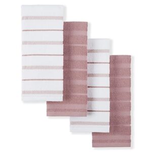 KitchenAid Albany Kitchen Towel 4-Pack Set, Dried Rose/White, 16″x26″
