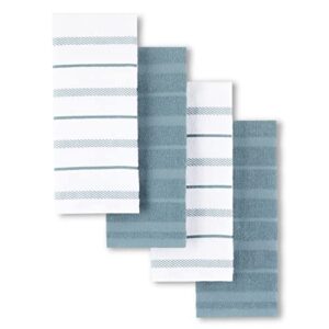 KitchenAid Albany Kitchen Towel 4-Pack Set, Fog Blue/White, 16″x26″