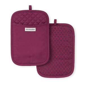 KitchenAid Asteroid Pot Holder 2-Pack Set, Beet, 7″x10″