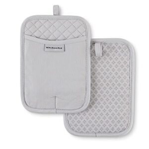 KitchenAid Asteroid Pot Holder 2-Pack Set, Matte Grey, 7″x10″