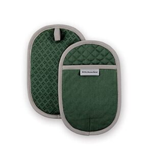 KitchenAid Asteroid Pot Holder 2-Pack Set, Pebbled Palm Green, 6.5″x10″