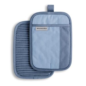 KitchenAid Beacon Two-Tone Non-Slip Pot Holder Set, Blue Velvet/Blue Heaven, 7″x10″, 2 Piece