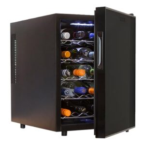 Koolatron Wine Fridge – Wine Cooler, 20 Bottle Wine Cabinet for Champagne, Red & White Wine, Freestanding Cellar For Bar, Home, Kitchen, Double Paned Glass Door, (48L)