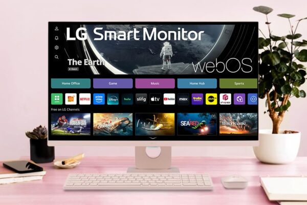 LG 27SR5BF-P 27-inch FHD (1920x1080) Smart Monitor with Streaming TV, webOS, Wireless Keyboard, Mouse, HDR10, IPS Display, webOS, Speaker, ThinQ App, Remote Control, Pink - Image 3