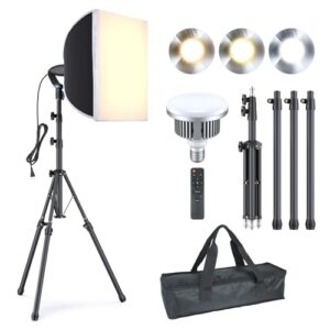 LINCO Lincostore Softbox Photography Lighting Kit 16” x 16” Professional Softbox Lighting Kit with 85W 3000-6500K LED Bulbs, Studio Lights for Photography/Video Recording/Live Streaming