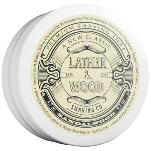 Lather & Wood Shaving Soap – Sandalwood – Simply The Best Luxury Shaving Cream – Tallow – Dense Lather with Fantastic Scent for The Worlds Best Wet Shaving Routine. 4.6 oz (Sandalwood)