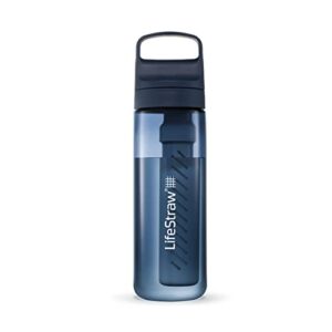 LifeStraw Go Series Water Filter Bottle – BPA-Free, Removes Bacteria, Parasites, Microplastics, Improves Taste, 22oz, Aegean Sea