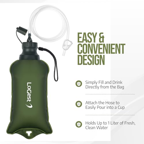 LoGest Portable Foldable Water Filter Bag with Hose - Portable Personal Water Filtration Survival - for Emergency Kits Outdoor Activities and Hiking - Water Filter Camping Travel Survival Backpacking - Image 3