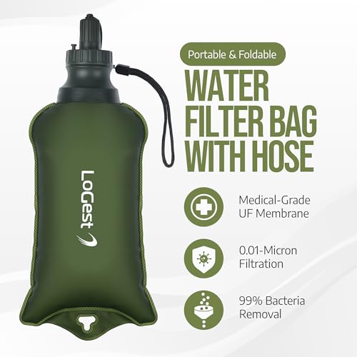 LoGest Portable Foldable Water Filter Bag with Hose - Portable Personal Water Filtration Survival - for Emergency Kits Outdoor Activities and Hiking - Water Filter Camping Travel Survival Backpacking - Image 4