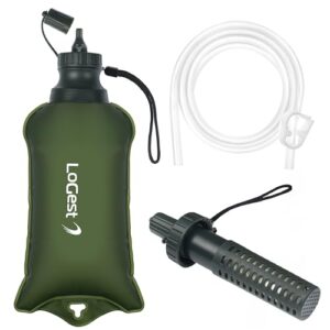 LoGest Portable Foldable Water Filter Bag with Hose – Portable Personal Water Filtration Survival – for Emergency Kits Outdoor Activities and Hiking – Water Filter Camping Travel Survival Backpacking