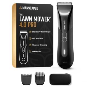MANSCAPED® The Lawn Mower® 4.0 PRO – Groin & Body Hair Trimmer, Updated SkinSafe™ Trimmer Blade, Waterproof Wet/Dry Groomer, USB-C & Wireless Charging Compatible, Men’s Ball Shaver with Travel Lock