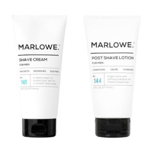 MARLOWE. Shave Cream No. 141 & Post Shave Lotion No. 144 – 6oz Each – Conditioning Shave Cream & Aftershave Lotion for Smooth, Soothing, Close Shave – Men’s Shaving Kit Essentials, 2-Pack