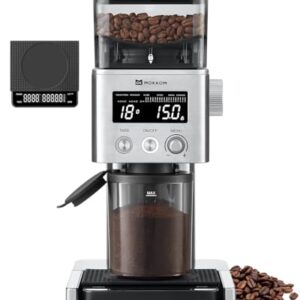 MOKKOM Coffee Grinder with Removable Coffee Scale via Bluetooth Connectivity, Anti-static Conical Burr Coffee Bean Grinder, 31 Precise Settings for French Press/Cold Brew/Pour Over/Drip/Espresso