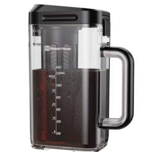 Maestri House Compact Cold Brew Coffee Maker, 40oz Iced Tea and Coffee Maker Brewer Space Saving Tritan Pitcher, 350 Mesh Filter, 100% Leak-Proof