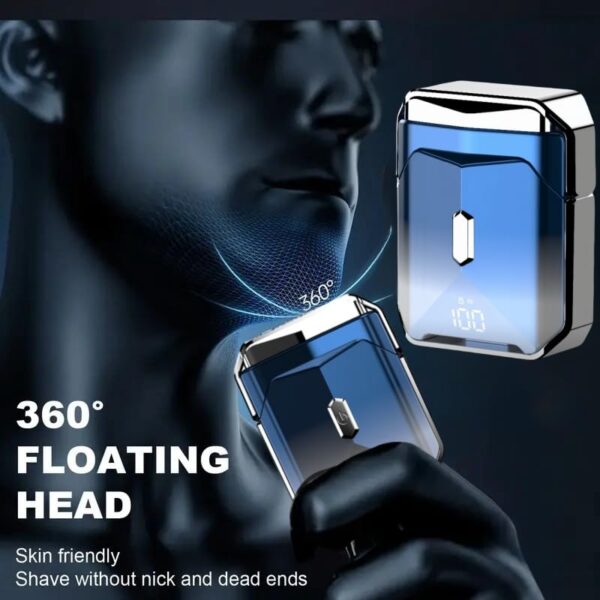 Mecha-Style Mini Shaver,2025 Ultimate Portable Electric Razor for Men,IPX7 Waterproof Wet & Dry Shaver with LCD Display,Rechargeable Cordless Razor for Home Office & Travel (Blue & 1 Extra Blade) - Image 7