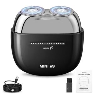 Mini Electric Shavers for Men, Electric Rotary Razor for Men, IPX7 Waterproof Rechargeable Portable Travel Shaver with Slide Touch Form Switch, Cordless Magnetic Shaving Double Head