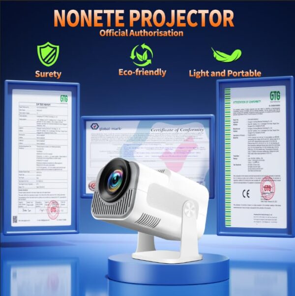 Mini Projector 1080P Full HD, 4K Projector with 180° Rotation, Portable Projector WiFi 6 & Bluetooth 5.2 Support, Built-in App Featuring Auto Keystone Correction,HDMI/USB Connectivity Projector White - Image 3