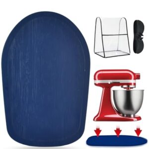 Mixer Slider Mat for KitchenAid 4.5-5 Qt Tilt-Head Stand Mixer,Appliance Sliding Mat for Kitchenaid Artisan,Kitchen Appliance Accessory Set: Bamboo Sliding Mat, Protective Cover & Cord Organizer（blue）