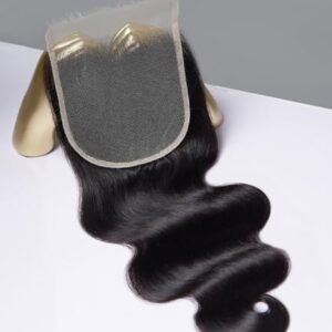 Mlip 5×5 HD Lace Closure Body Wave, 0.10mm Ultra Thin Invisible Swiss Lace, Skinlike Real HD Lace Melt into Skin Perfectly, Pre-plucked Natural Hairline, Raw Indian Human Hair 14 Inches