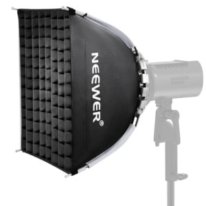 NEEWER 15.7″x15.7″ Quick Setup Foldable Softbox Square with Diffusers/Honeycomb Grid/Bag, Bowens Mount Compatible with Godox Aputure 120d Continuous Video Lights Q4 Studio Flash Strobes, NS15S