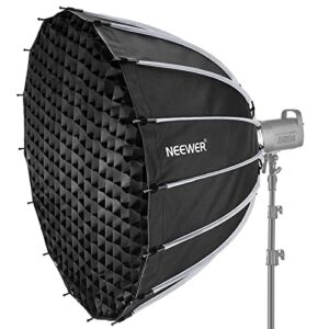 NEEWER 47.2inch/120cm Parabolic Softbox Quick Set up Quick Folding, with Diffusers/Honeycomb Grid/Bag, Compatible with Aputure 120d Light Dome Godox sl60w NEEWER RGB CB60 and Other Bowens Mount Lights