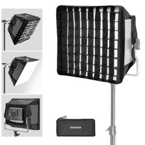 NEEWER Upgraded Softbox Diffuser for NL660 RGB660 PRO II LED Video Light Panel, 12.6″x11.6″ Foldable with Grid/Bag/Blackout Hood, No Need to Remove barndoors Quick Set Up for Soft Light, NS4S