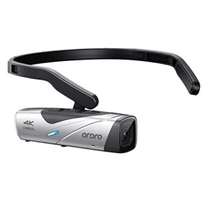 ORDRO EP8 Combo 4K Head-Mounted Video Camera, Ultra HD 4K 60FPS Camcorder Vlog Hands Free Wearable Camera, 2-Axis Gimbal Video Stabilizer