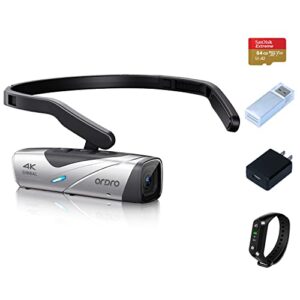 ORDRO EP8 Combo 4K Head-Mounted Video Camera, Ultra HD 4K 60FPS Camcorder Vlog Hands Free Wearable Camera, 2-Axis Gimbal Video Stabilizer, Auto Focus,Remote Control,64G Micro Memory Card