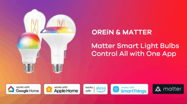 OREiN Matter Smart Light Bulb,1200 Lumens BR30 Smart Flood Light Bulbs Work with Alexa, Apple Home, Google Home, SmartThings, Color Changing Light Bulbs 2.4Ghz WiFi, 85W 4Pack