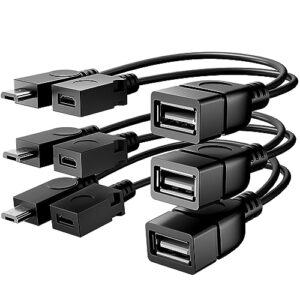 OTG Cable for fire Stick, Micro OTG Cable for Samsung Galaxy, Amazon Fire TV, Compatible with LG HTC Android Phone Tablet Micro USB Host with Micro USB Power – 3 Pack