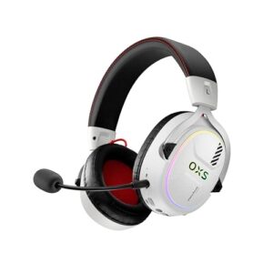 OXS Storm G2 Wireless Gaming Headsets, 7.1 Virtual Surround Sound, 3 EQ Modes, 2.4G Low Latency, 50mm Driver, 40H Playtime, RGB Light, Bluetooth 5.3, Compatible with PC, Console, Mobile, White