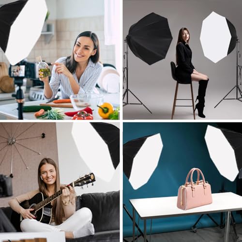 Octagonal Softbox Lighting Kit, Professional Continuous Photography Lighting 85W 3000-6500K LED Bulb Photo Studio Equipment Portrait Photography, Video Recording, Live Streaming Fill Light - Image 7