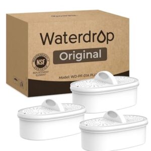 [Original] Waterdrop Filter Replacement for All Waterdrop Pitcher Filtration System, WD-PF-01A Plus, Reduces PFAS, PFOA/PFOS, Chlorine, Last Up to 3 Months or 200 Gallons (Pack of 3)
