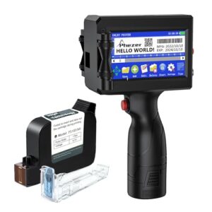 P15 Handheld Inkjet Printer for Flat Surface 0.5 Inch Nozzle for QRCode Barcode Production Date Time Logo Batch Number Print On Glass Bag Carton Box Wood Cloth Plastic Cable (25 Languages)